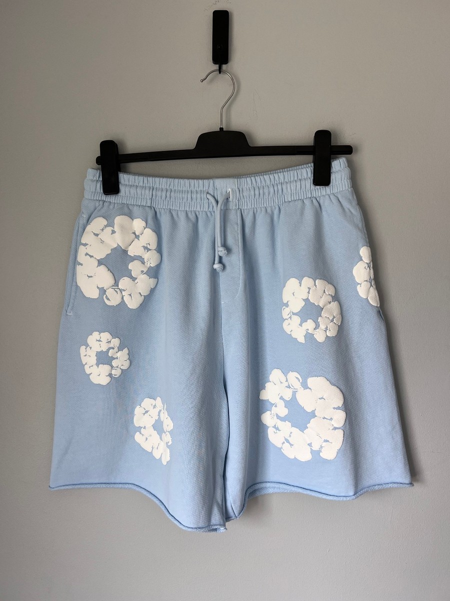 Denim Tears Cotton Wreath Sweatshorts - Size Medium - Powder Blue