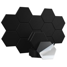 Acoustic Panels, Magrowill 12-Pack Soundproof Wall Medium Hexagon, 02-Black