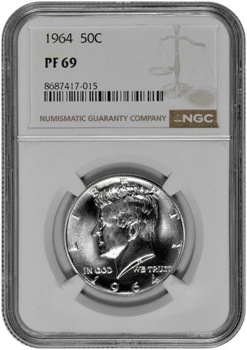 1964 50C Silver Proof Kennedy Half Dollar NGC Graded PF 69 in New Holder