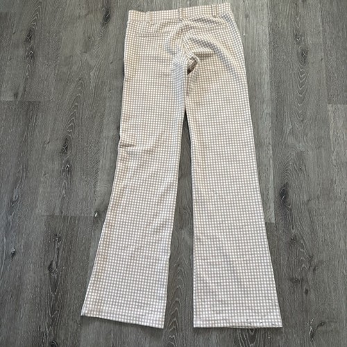 Betabrand Women's Small Long Boot Cut Classic Dress Yoga Pants Tan Check Pull On - Picture 8 of 13