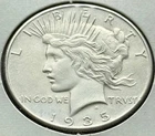 US 1935 Uncirculated Peace Silver Dollar, Philadelphia KM 150 Great Coin ERROR !