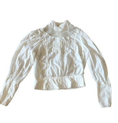 Noa Noa New England Voile Victorian Edwardian Style Mock Neck Embroidery Lace XS
