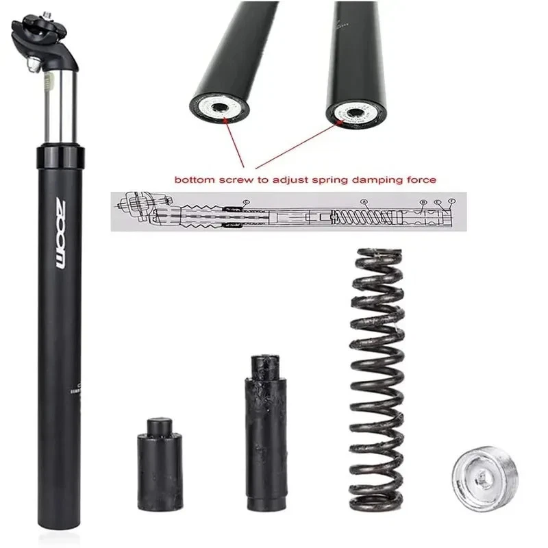 Suspension Seatpost 27.2-33.9mmx350mm Shock Absorbing Seat Post for MTB/DH/BMX - Image 2 of 4