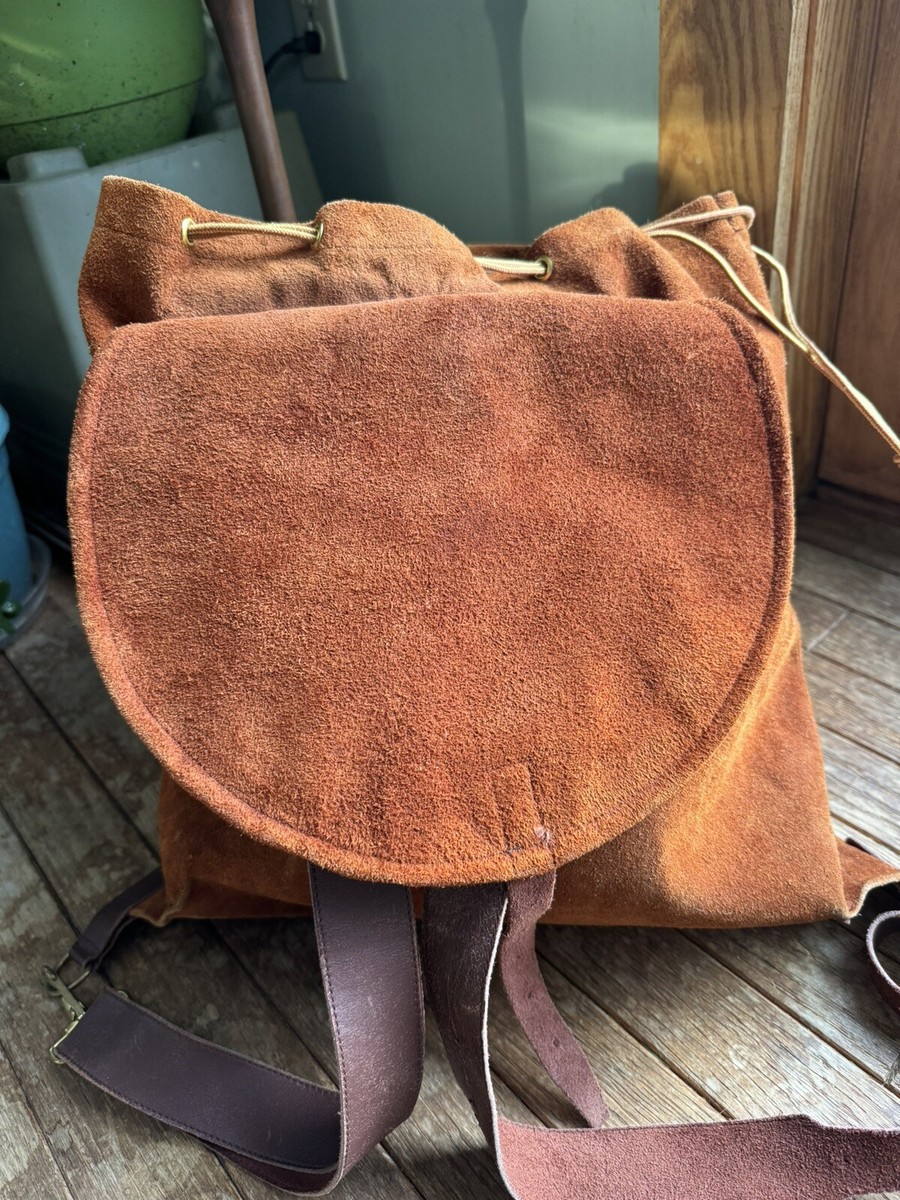 Vintage Rare 1950/1960s LL Bean Brown Suede Leather Rucksack  display picture 2