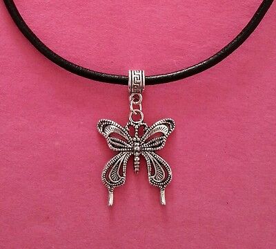 New Black Leather Choker Necklace with Infinity Celtic Knot Charm UK Seller