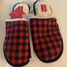 Size Large Unisex Wondershop Men's Slide In Slippers Red  Black Plaid