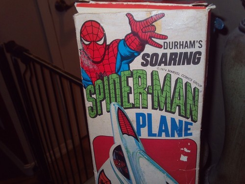 VINTAGE SPIDER-MAN PLANE DURHAM RARE MARVEL AVENGERS OLD TOY STORE STOCK M 1975 - Picture 5 of 24