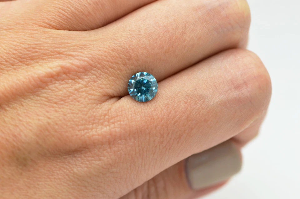 Blue Diamond Round Cut Fancy Loose 1.75 Carat SI1 Natural Enhanced 7.61X7.56 MM - Image 4 of 4