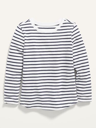 Old Navy Toddler Girls White/Blue Striped Long Sleeve Tee T-Shirt Size 3T