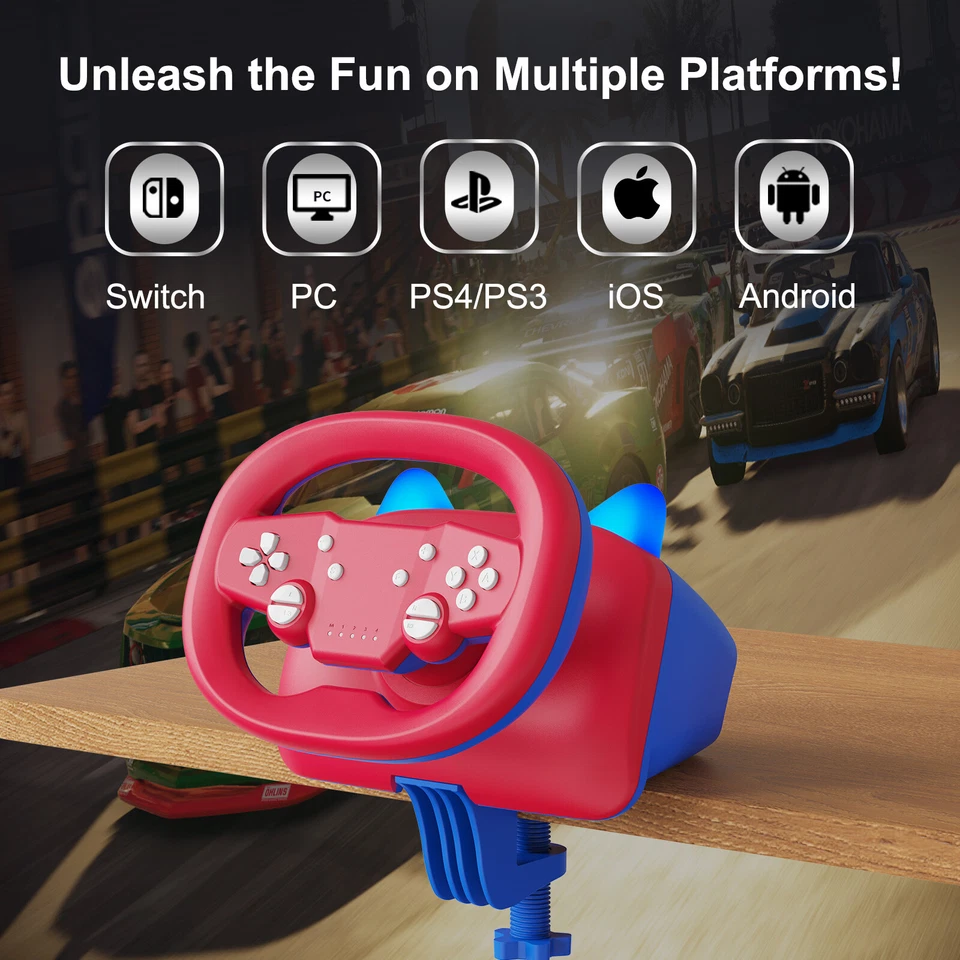 PC Wireless Steering Wheel Race games wheels for Nintendo Switch, PC, PS4, PS3 - Image 4 of 4