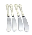 4 Reed & Barton Burgundy Sterling Handle Paddle Blade 6 3/8" Butter Knives