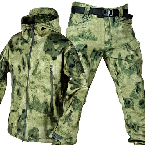 Hombre Outdoor Combat Impermeable, Cálido Capucha Chaqueta Abrigo con Pantalones Set-S-4X - Imagen 13 de 15