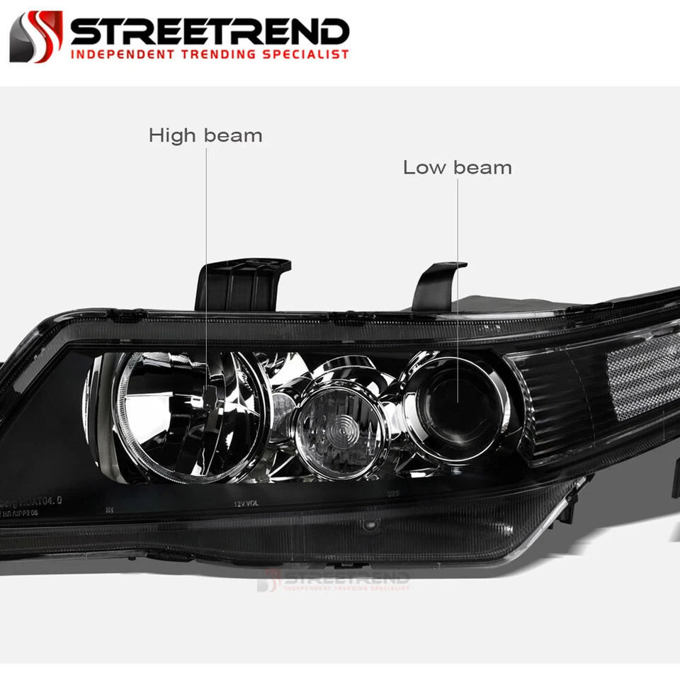 For 2004-2008 Acura Tsx Black Clear Housing Projector Headlights Corner Signal Foto 3 de 4