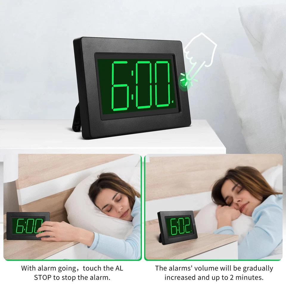 KWANWA Alarm Clock, Wall Clock, Digital Clock, 3" LED Digit Display, Battery Ope - Image 4 of 4
