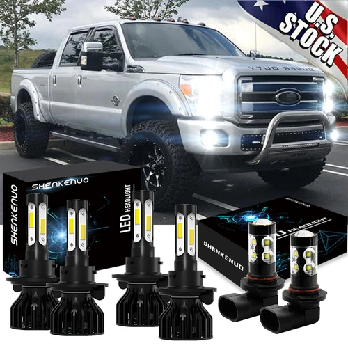 For Ford F250 F350 F450 2005-2019 - 6x 6000K White LED Headlight Fog Light Bulbs