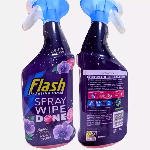 Flash Spray Wipe Done 800ml Frosted Peony & Dark Orchid - Home & Office Cleaning - Picture 2 of 7