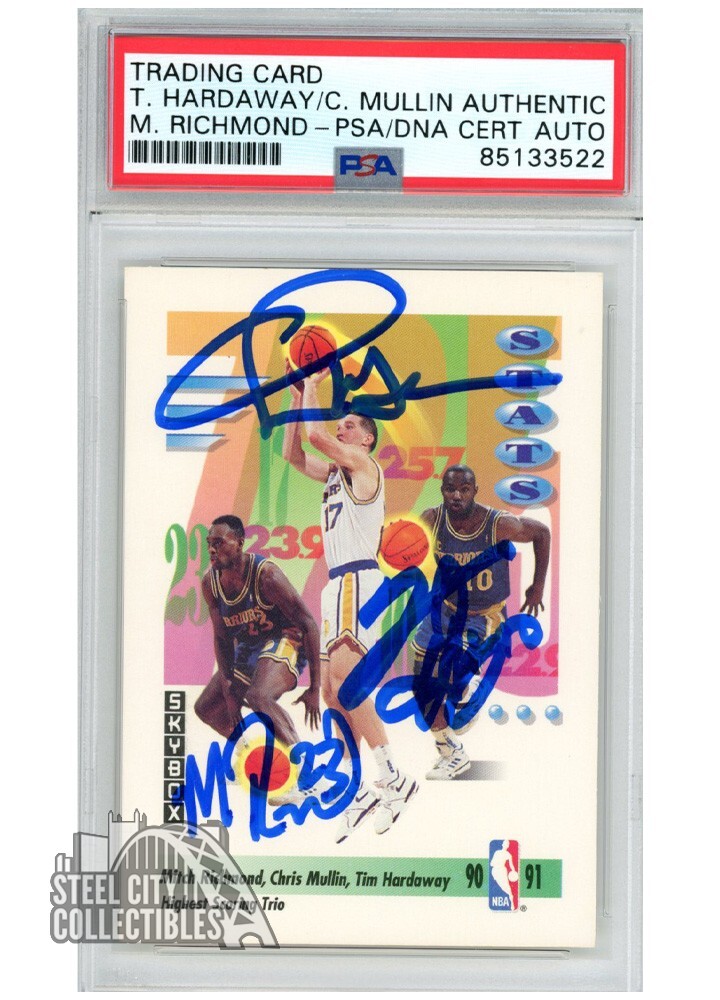 Tim Hardaway, Chris Mullin, Mitch Richmond 1991 Skybox Auto Card #303 PSA/DNA