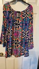 WOMENS MULTICOLOR WIN WIN BELL SLEEVE TUNIC L/XL
