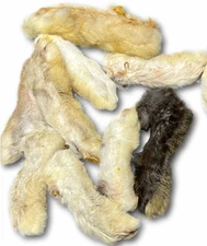 HDP Rabbit Furry Hair Feet Dog Chew
