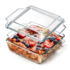 8x8 Baking Dish Square Casserole Baking Dishes with Glass Cover Glass Cassero...