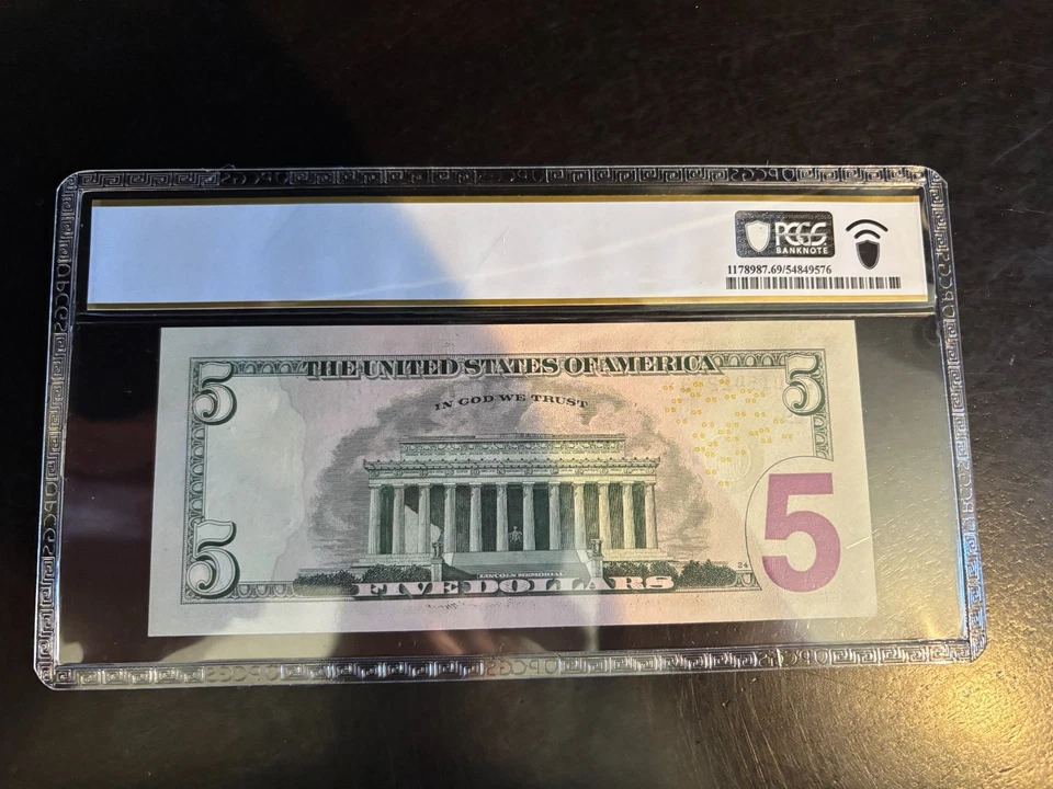 DBR 2021 $5 FRN Minneapolis STAR Fr. 1999-I* PCGS-B 69 PPQ Serial QI01542273* - Image 2 of 2