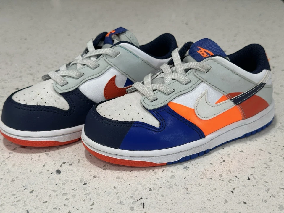 Nike Dunk Low SE "Upside Down" infantil 10C laranja azul branco - Imagem 3 de 4