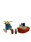 Vintage 1978 Fisher Price Little People Lot Helicopter & Boat W/4 People
