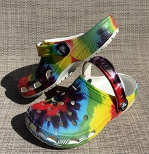 CROCS Classic Rainbow Tye Dye Clogs Sandals Shoes Women s 6 Men s 4 Summer Fun