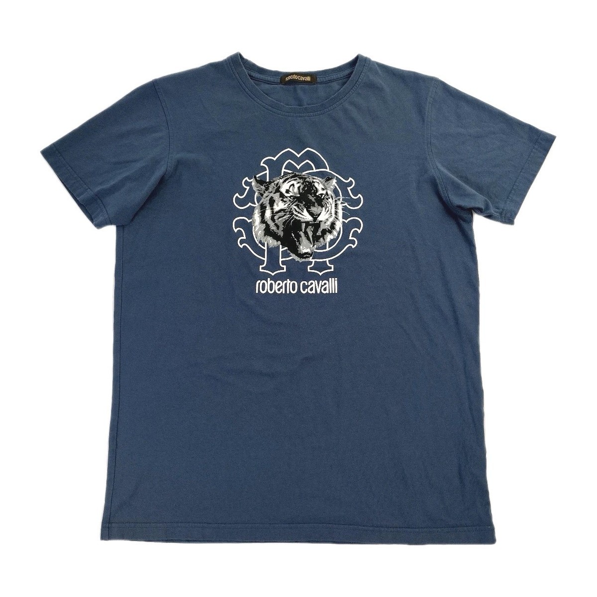 Roberto Cavalli スウェットシャツ トレーナー 虎 タイガー Roberto Cavalli Blue Crew Neck Tiger Graphic 100% Cotton