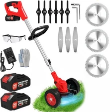 Cordless String Trimmer, Edger WeedWhacker Grass Eater Lawn Cutter w/2* Battery