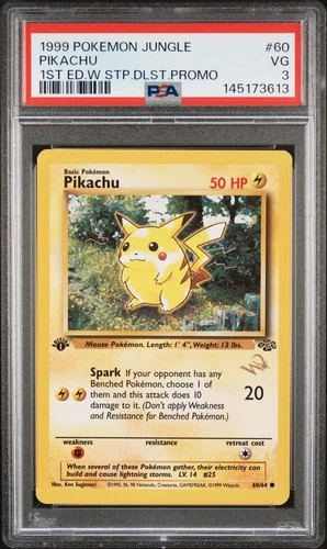 New Listing1999 POKEMON JUNGLE 1ST EDITION W STAMP DUELIST PROMO #60 PIKACHU PSA 3