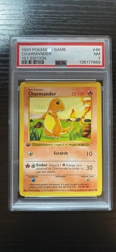 1st Edition Shadowless Charmander PSA 7