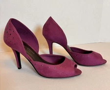 Christian Siriano For Payless Purple Faux Suede Peep Toe Studded Pumps Size 7.5