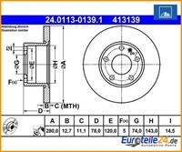 2 St. Bremsscheibe Ate 24.0113-0139.1 FüR Bmw 5Er