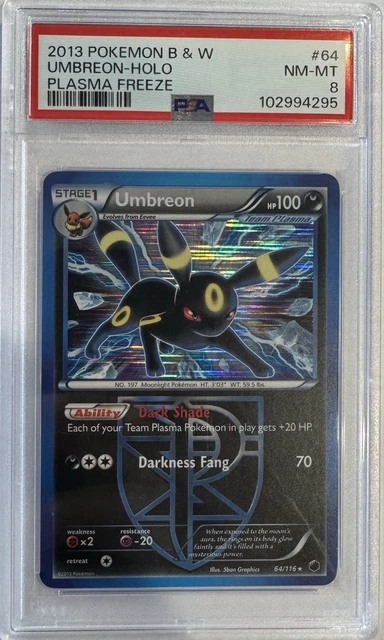 2013 POKEMON BLACK & WHITE PLASMA FREEZE #64 UMBREON-HOLO PSA 8
