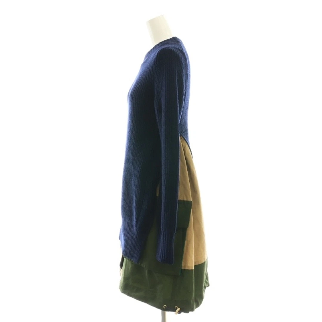 Abito Sacai lana maglia grosgrain lunghezza ginocchio 1 blu navy 21 05800 HK usato1f634ed