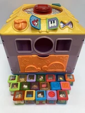 Vintage Fisher Price Incrediblock Activity Center Cube with 18 Peek A Blocks