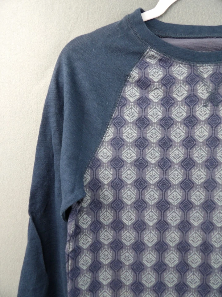 Camiseta Mossimo Para Hombre Talla S Manga 3/4 100% Algodón Azul Patrón Geométrico Foto 4 de 4