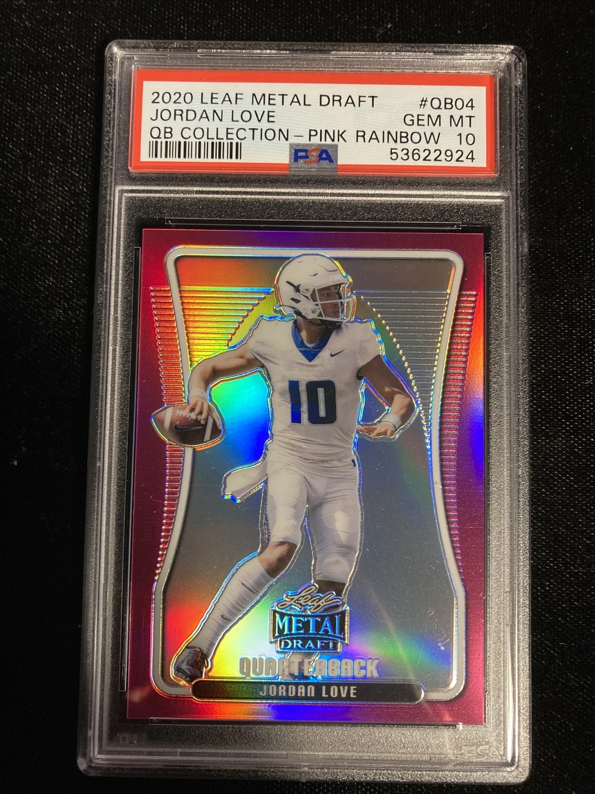 Jordan Love Leaf Metal Draft Quarterback Collection #QB04 Pink Rainbow