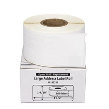 DYMO 30321 Direct Thermal Address Labels (1-4/10" x 3-1/2") - (2) Rolls of 260