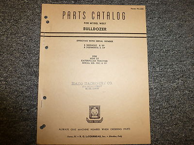 RG LeTourneau WEK7 Bulldozer Dozer for Cat D7 Tractor Parts Catalog Manual xo