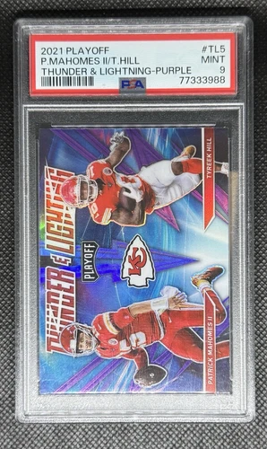 2021 Playoff Thunder/Lighting Purple TL5 Patrick Mahomes/T Hill PSA 9 MINT POP 1