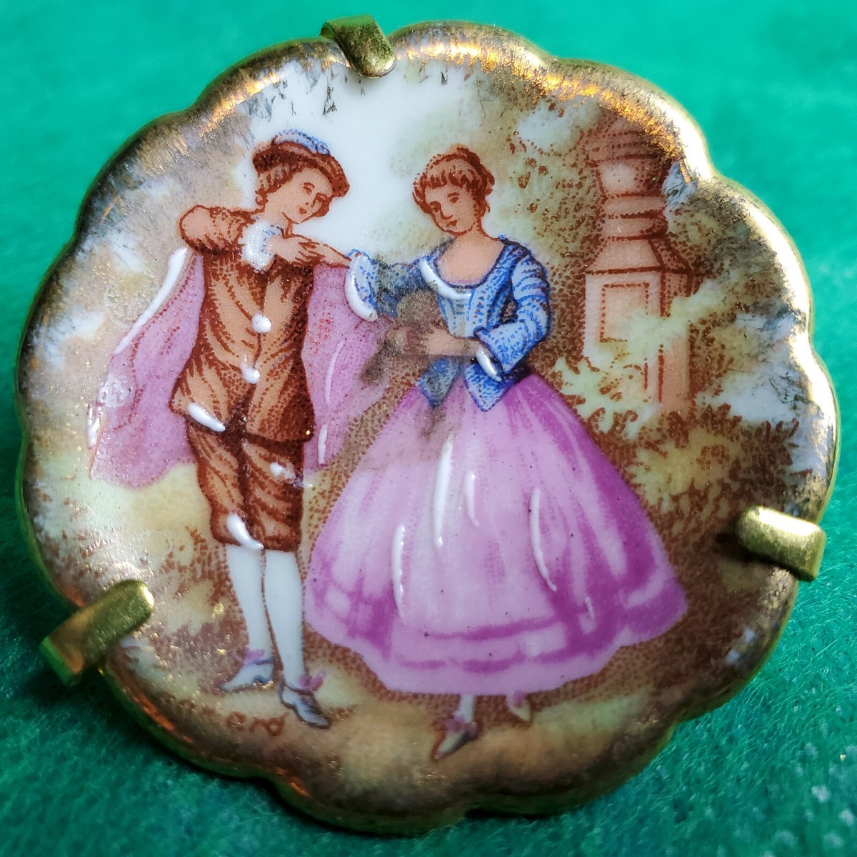 Porcelaine d'Art Limoges France Mini Plate w/ Display Stand 1.5