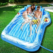 83" X 63" Extra Large Inflatable Tanning Pool Float Lounger with Sprinkler, Pool