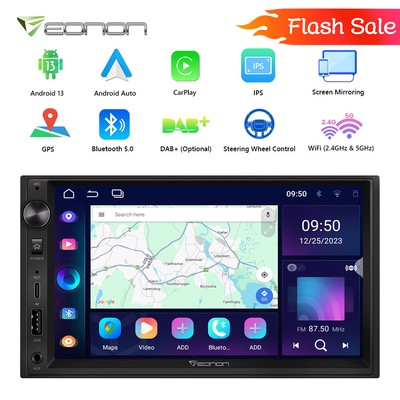 2024 2 DIN Android 13 Autoradio Navi Navigation 7'' IPS Bildschirm Bluetooth DAB+