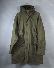 Vtg 40s 50s USGI M47 Parka Overcoat OD Green Pile Lined Hood *READ DESCRIPTION*