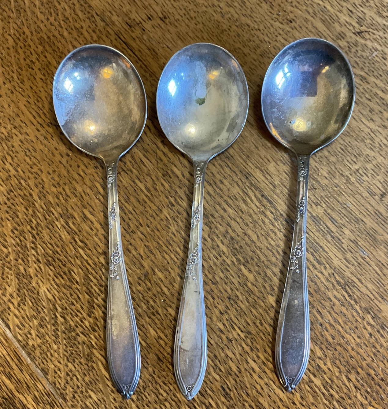 3 Stratford Silver Plate Special Rose Pattern Soup or Gravy Ladle 7"