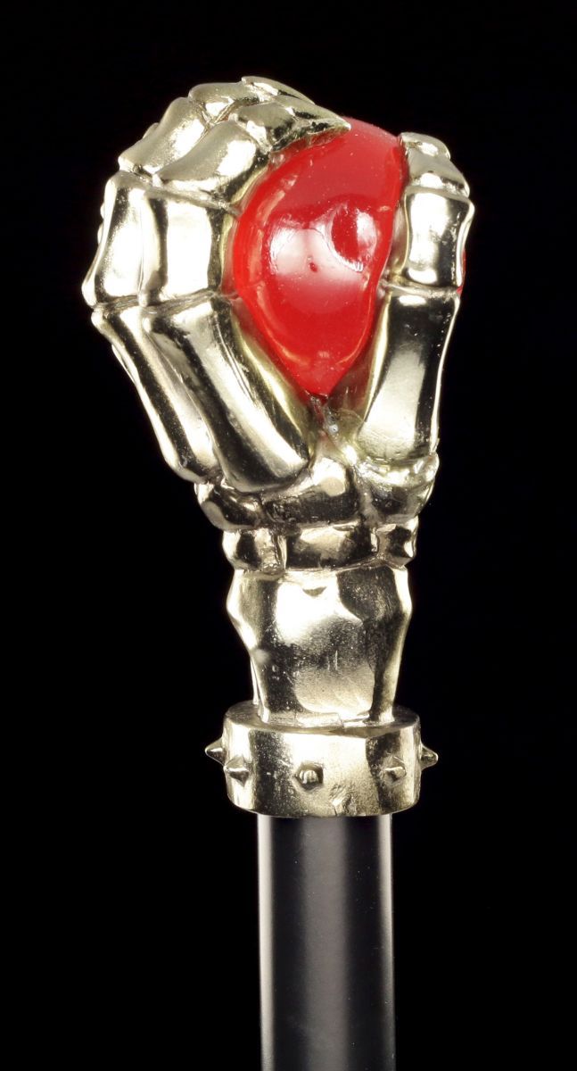 Bastón Con Bola Roja Mano De Hueso - Accesorio Gótico Festival Carnaval