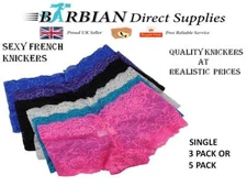Pack of 5 or single Womens Ladies Lace French Knickers Briefs Seamless Underwear