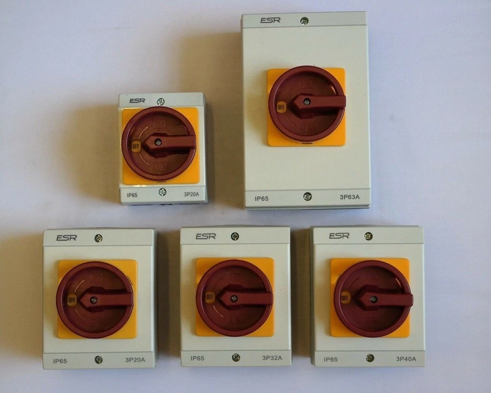 3 PHASE ISOLATOR SWITCH DISCONNECTOR 20AMP 32A 40A 63A 4 Pole Triple IP65